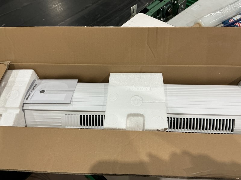 Condition photo showing As Is for dreo tower fan for bedroom, 25ft/s velocity quiet floor fan, 90° oscillating fans for indoors with 4 speeds, 4 modes, 8h timer, standing fans, bladeless fan, white (dr-htf007)