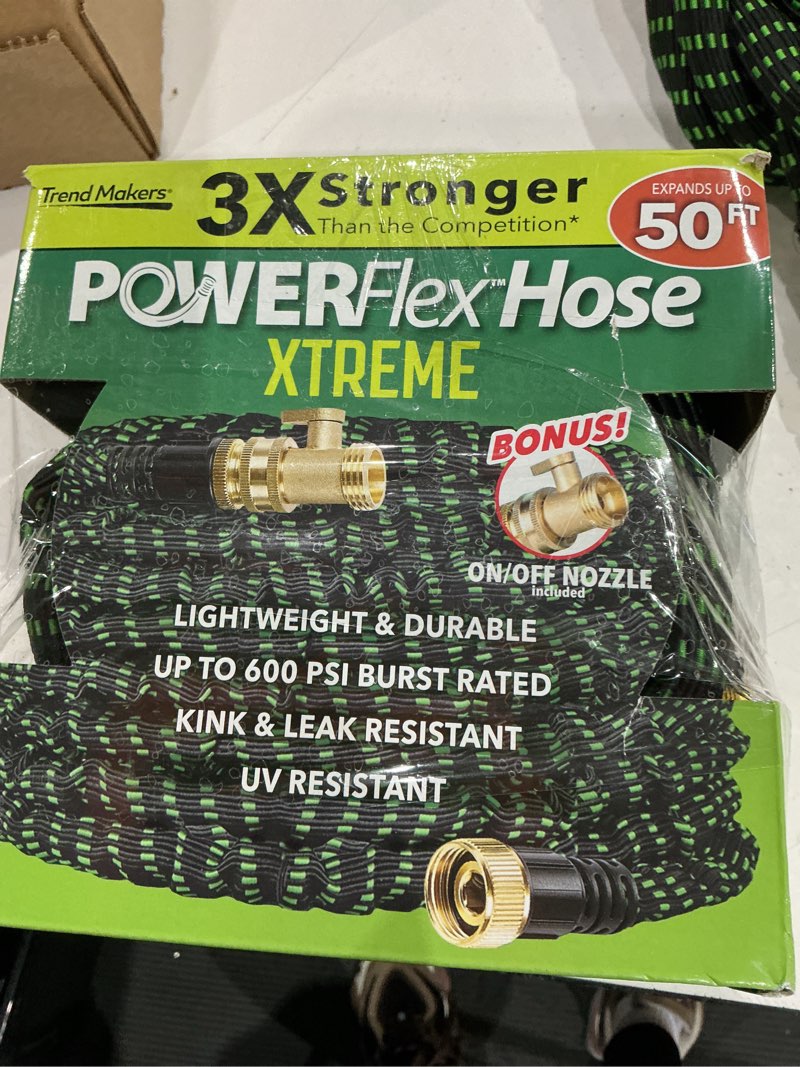 Condition photo showing As Is for flex-able hose flex-able xtreme hose 50ft - kink free, expandable, heavy duty, green garden hose