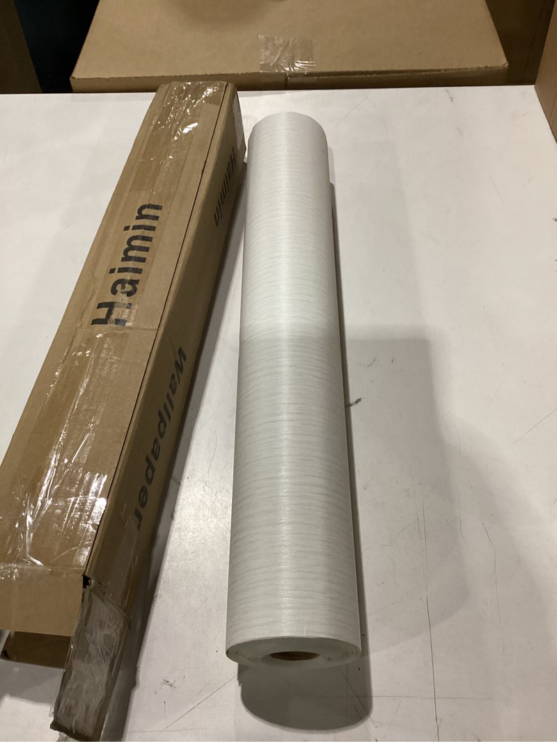 Condition photo showing Good Condition for similar to stock photo!!! haimin grasscloth textured wallpaper  fabric contact paper white wall paper linen peel and stick self-adhesive thick vinyl embossed film wallpaper (white)