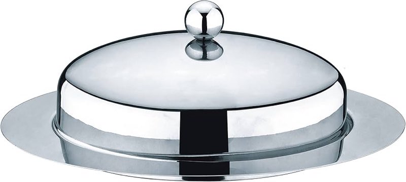 Stainless Steel Butter Dish with Lid Oval - 7.5" x 5.25"