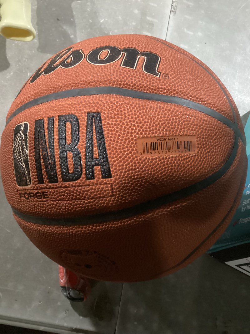Condition photo showing As Is for wilson nba forge indoor/outdoor basketball - brown, size 7-29.5" forge size 7 -29.5" brown