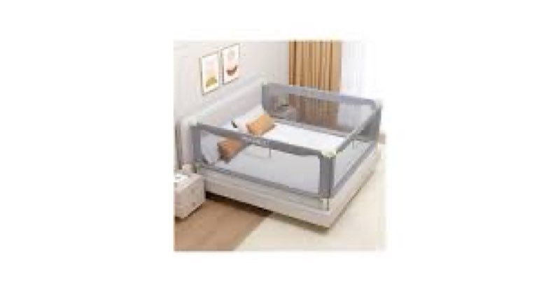famill bed rail for toddlers, foldable toddler bed rails suitable for queen/king/full/twin size, gre