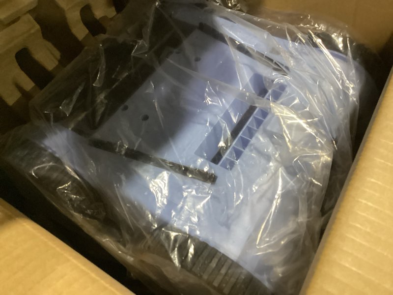 Condition photo showing As Is for robotic pool vacuum, pool cleaner for inground pools, smart navigation, floor/wall/waterline cleaning, 150 mins runtime for pool up to 2000 sq.ft blue