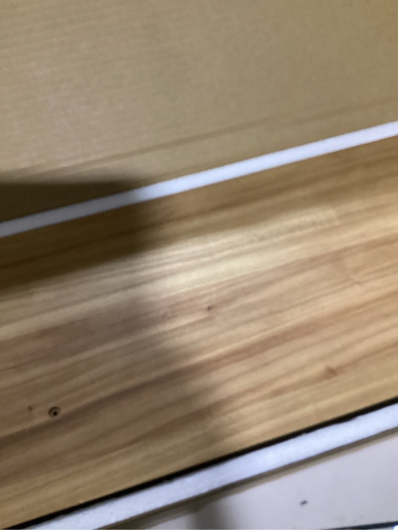 Condition photo showing As Is for 8 inch deep floating shelves, usa-sourced rustic elm wood wall shelves for storage, wall mounted display shelving with invisible heavy-duty metal bracket (natural, 24" w x 8" d, set of 2)