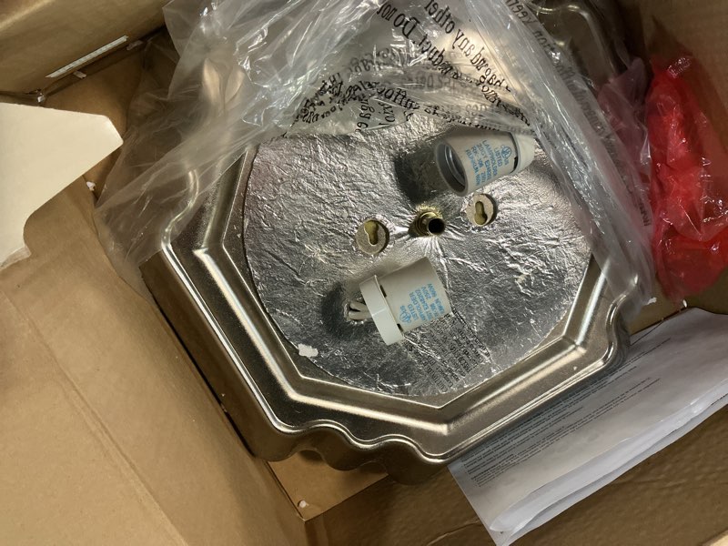 Condition photo showing As Is for allen + roth 2-light 13-in brushed nickel flush mount light