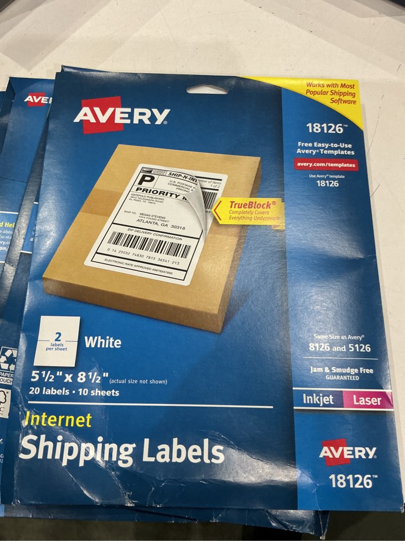 Condition photo showing Good Condition for avery 5 1/2" x 8 1/2" 20ct internet shipping labels - white: printable mailing labels, avery template, printer compatible