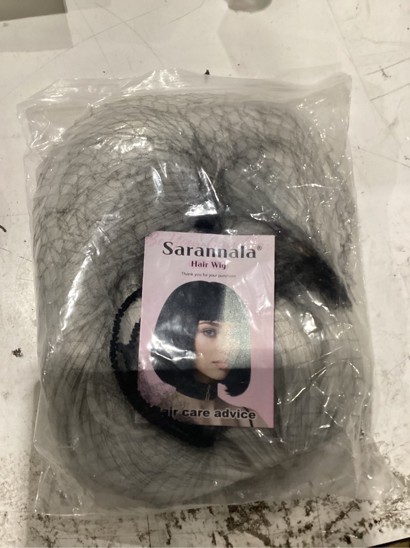 Condition photo showing New/Like New for silver bob wig with flat bangs short 12 inch wigs include wig cap heat resistant synthetic fiber colorful wigs for halloween costume party use (silver) 12 inch silver