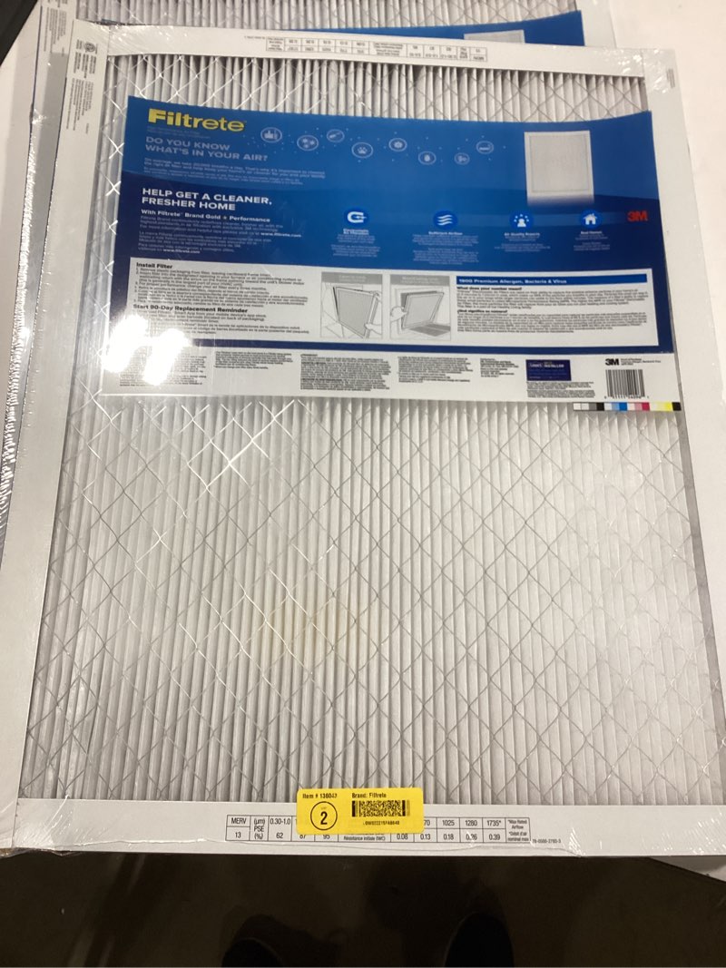 Condition photo showing New/Like New for Filtrete 20 x 25 x 1 MERV 13 1900 MPR Premium Allergen, Bacteria and Virus Electrostatic pleated