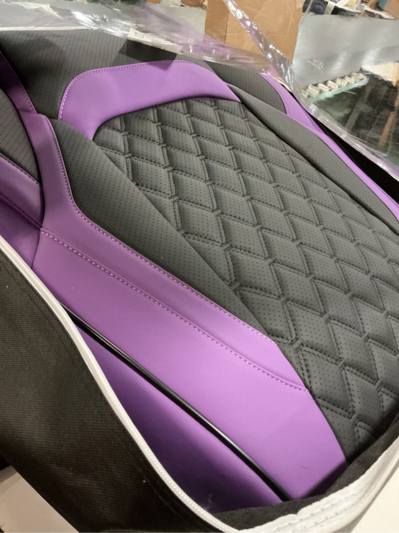 Condition photo showing Good Condition for Car Seat Covers Full Set Purple Black, Luxury Faux Leather Waterproof Non-Slip Seat Protector Universal Fit for Most Cars SUVs Trucks Pick-ups,Car Interior Accessories for Front Seats and Back Purple-Full Set