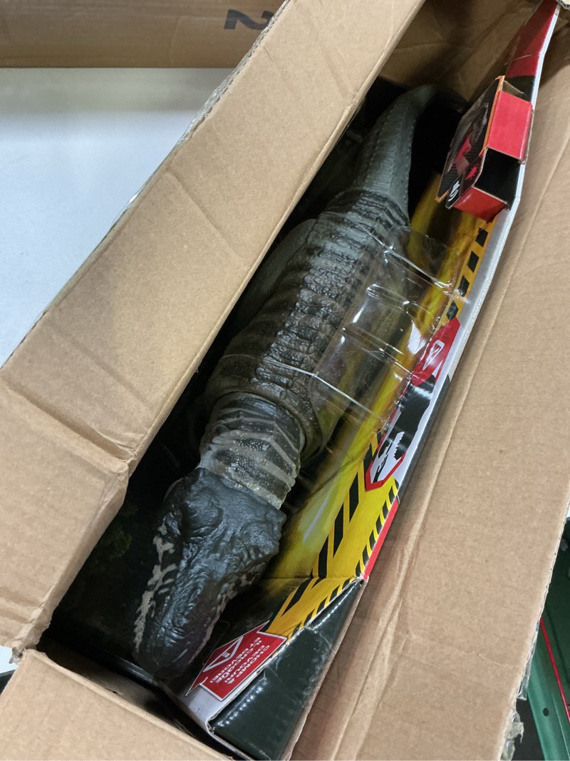 Condition photo showing Good Condition for Mattel Jurassic World Rebirth Power Devour Tyrannosaurus Rex Dinosaur Figure with Tongue Activated Constant Chomp, Lights & Sounds, Digital Play