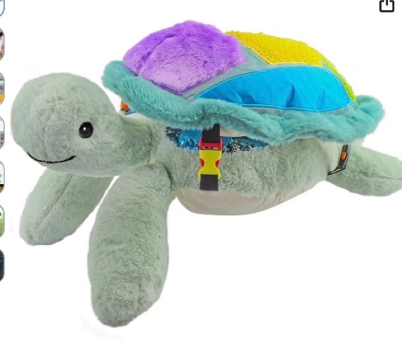 meavia weighted sensory lap pad sea turtle plush, stuffed turtle toy with detachable lap pillow, feelix collection