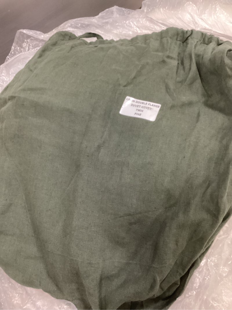 Condition photo showing Good Condition for quince european linen double flange duvet cover twin  pine