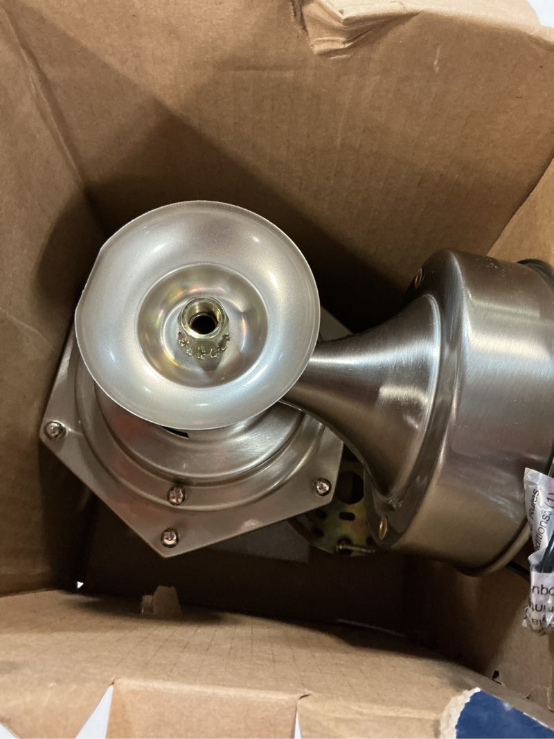 Condition photo showing As Is for project source glynwater 1-light 11.75-in h brushed nickel motion sensor dusk to dawn outdoor wall light