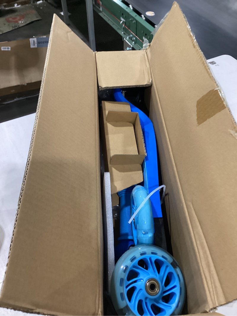 Condition photo showing New/Like New for Gotrax KS1 Kids Kick Scooter, LED Lighted Wheels and 3 Adjustable Height Handlebars, Lean-to-Steer & Widen Anti-Slip Deck, 3 Wheel Scooter for Boys & Girls Ages 2-8 and up to 110 Lbs Blue