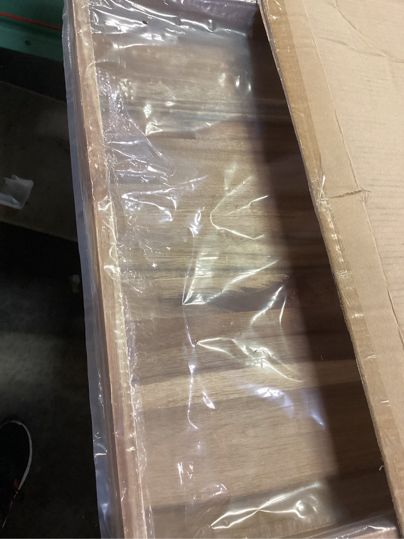 Condition photo showing New/Like New for acacia wood stove cover for gas & electric burners, 28.82”x20.83”x2.12'' (inner) noodle board with handles, cutting board with juice groove, serving tray (natural acacia)