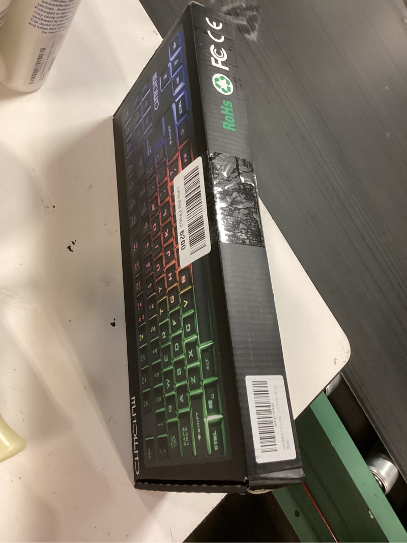 Condition photo showing New/Like New for Wireless LED Keyboard, Rechargeable 87 Key RGB LED Backlit Wireless Keyboard, Ergonomic Light up Gaming Keyboard Wireless compatibility with PC PS4 PS5 Xbox One Laptop, Teclado inalámbrico, Black Black Wireless
