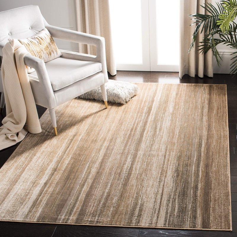 Kristal 5’ x 7’ Modern Stripe Area Rug, Brown/Beige (Similar to stock photo)
