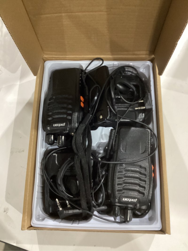 Condition photo showing Good Condition for pxton walkie talkies long range for adults with earpieces,16 channel walky talky rechargeable handheld two way radios with flashlight li-ion battery and charger?4 pack?