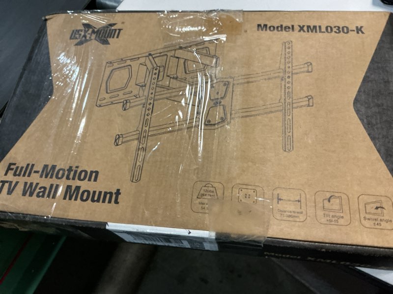 Condition photo showing New/Like New for usx mount full motion tv wall mount for 42-82 inch tvs up to 120lbs, wall mount tv bracket with articulating swivel tilt extension leveling, max vesa 600x400mm fits 12/16" wood stud 42-82”full motion tv mount
