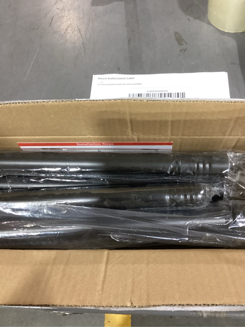 Condition photo showing New/Like New for outdoor tension rods no drilling curtain patio shower bathroom curtain rod windows heavy duty 40-120 inch adjustable 1.1 inch diameter thick spring no rust 43-120 inches black