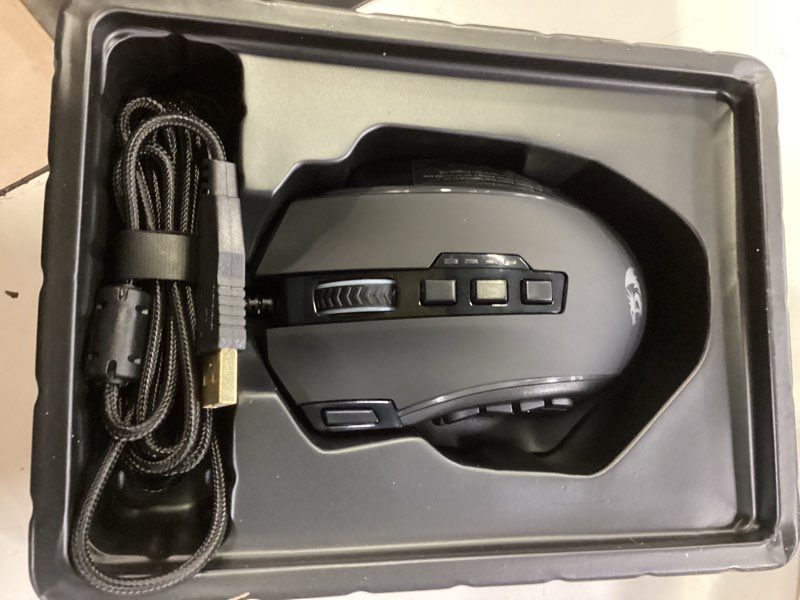 Condition photo showing Good Condition for redragon gaming mouse, mmo mouse gaming up 12400 dpi, 19 macro programmable buttons, rgb mouse with 12 side buttons, 8 * 2.4g weight tuning for pc laptop moba fps, m901k, black black-k