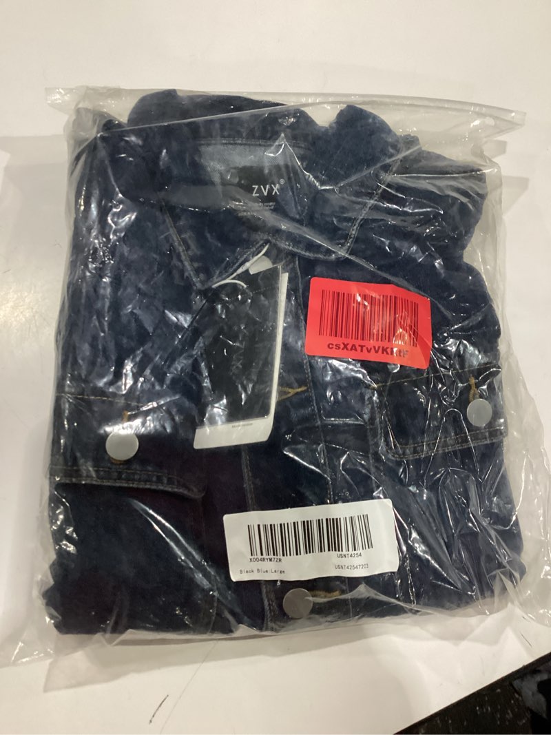 Condition photo showing New/Like New for denim jacket men vintage autumn and winter tops mens denim trucker jacket large black blue