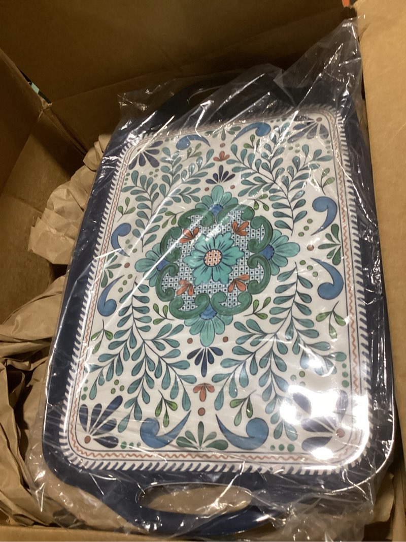 Condition photo showing Good Condition for certified international talavera melamine rectangular tray with handles, 19" x 12", 1unit,