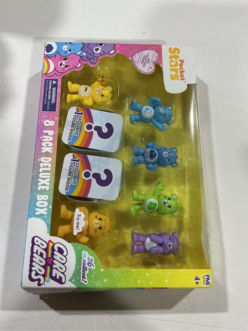 Condition photo showing Good Condition for care bears blind box figures 8 pack deluxe, mini collectible carebear set | care bear figurines, 2 rare hidden bears, 26 styles to collect, mini bears, funshine bear, grumpy bear, cheer bear, ages 4+ assortment b