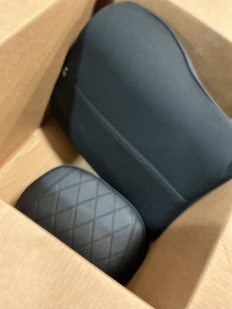 Condition photo showing Good Condition for anti-stain nappa leather car neck pillow for bmw new x3 x5 x2 x4 x1 x6 x7 2 3 4 5 7 series seat headrest neck pillow, soft memory foam headrest with lumbar support accessories (black-bm-2 pcs) black-headrest pillow*1+lumbar support*1
