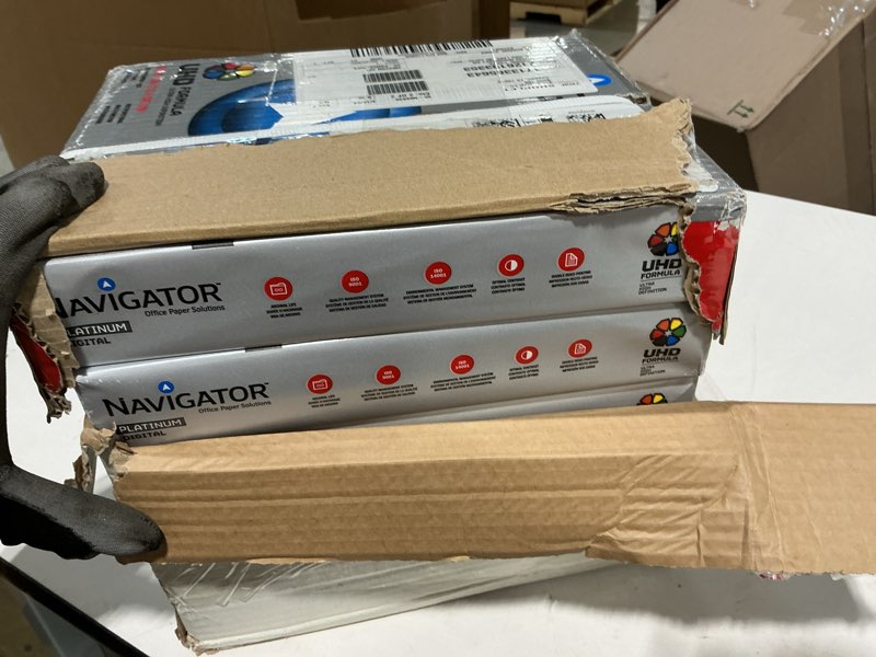 Condition photo showing As Is for navigator npl11205r platinum paper, 99 brightness, 20lb, 8-1/2 x 11, white (case of 2500 sheets)
