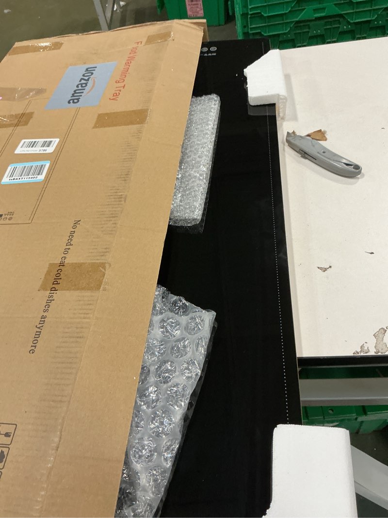Condition photo showing Good Condition for Electric Warming Tray 39" x 14", Glass Warming Trays for Buffets Party with 9-Level Temperature and 24H Timer, Food Warmer Chafing Dishes for Buffet, 8S Full Surface Heating Mat for Party Gathering