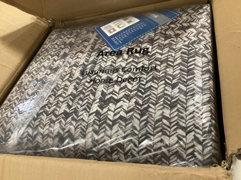 Condition photo showing New/Like New for Area Rug - 10x13 Extra Large, Machine Washable, Stain Resistant, Non-Slip, Farmhouse Solid Printed Textured Floor Cover for Home, Grey/Brown 10'x13' Grey/Brown