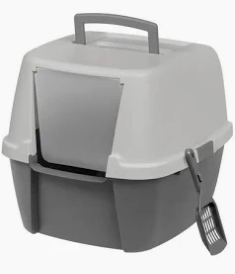 IRIS USA Jumbo Hooded Cat Litter Box with Litter Scoop, Gray