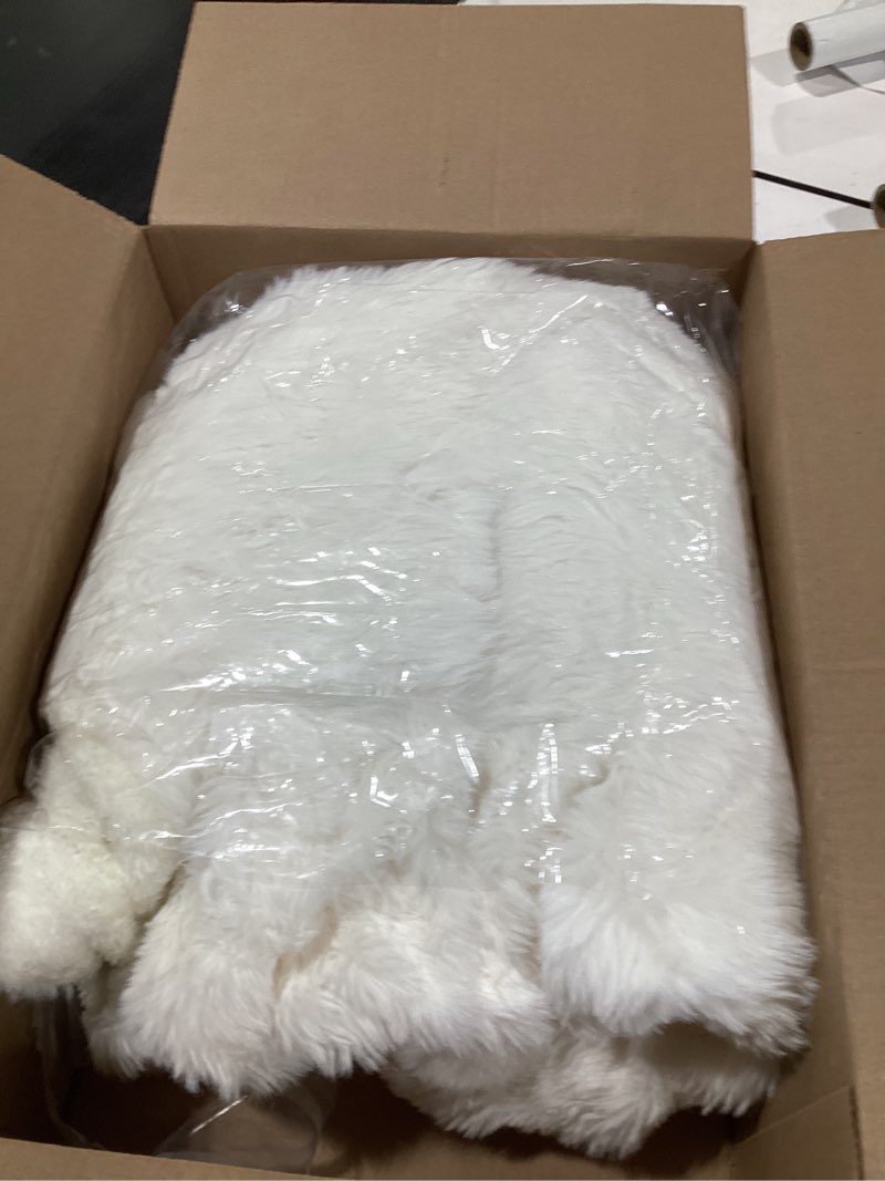 Condition photo showing As Is for Heated Blanket Throw with 6 Fast Heating Levels,4 Hours Auto-Off,50x60 Cozy Faux Rabbit Fur Bubble Washable Electric Blanket with Overheating Protection,ETL Certification?Cream? Cream 50"X60"