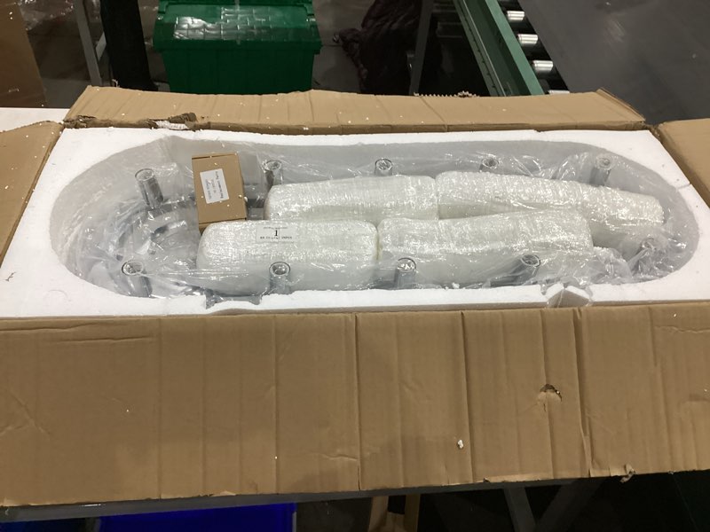 Condition photo showing As Is for Rectangular Crystal Chandelier for Dining Room Modern Chrome Chandelier Linear Rectangle Pendant Light Fixtures for Kitchen Island L33” K9 Luxury Long Chandelier for Living Room Rectangle - 33 inches