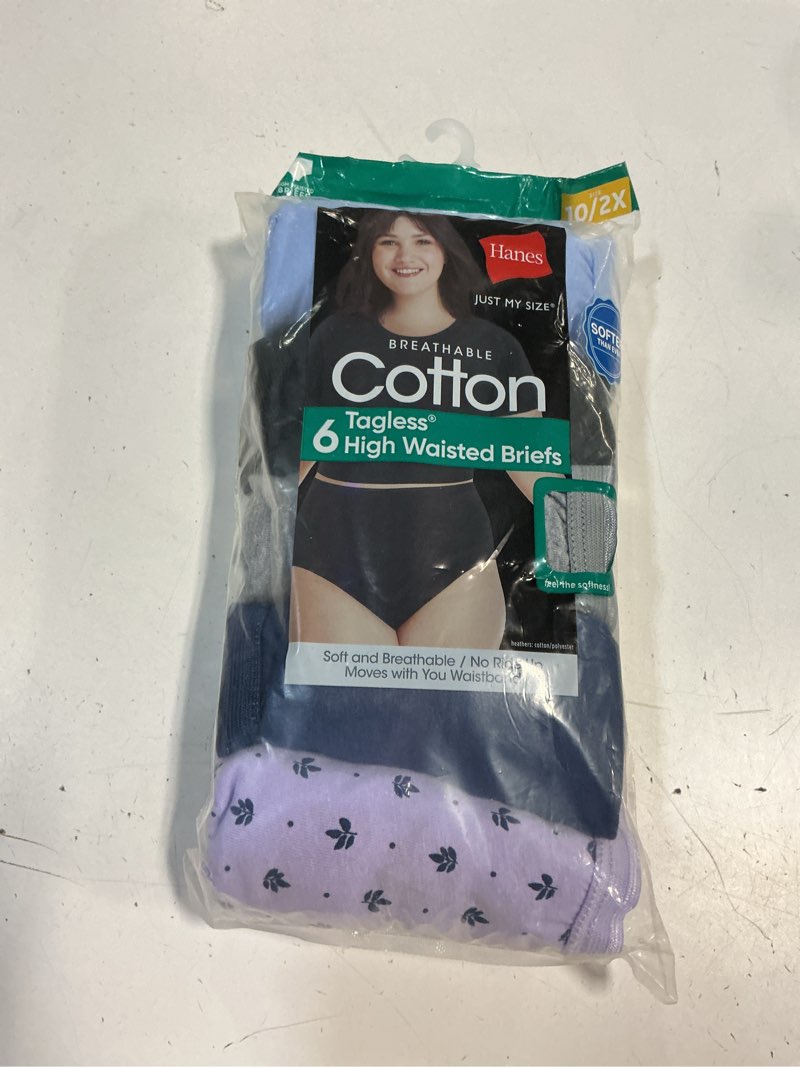 Condition photo showing New/Like New for hanes women's underwear briefs pack, 6-pack, cotton brief panties for women, moisture-wicking (plus size) 10 solid/print mix