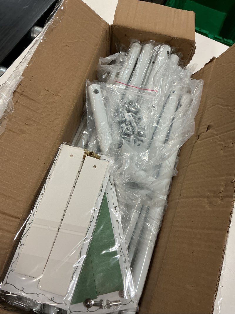 Condition photo showing Good Condition for wedding sign holder, adjustable welcome to our wedding sign stand w/design bundle & leather sign hanging straps, heavy duty easel stand for sign, wedding seating chart stand, easel for display (white)