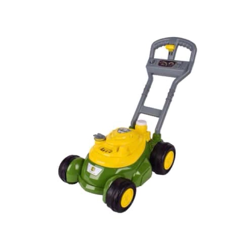 john deere bubble lawn mower for toddlers with 24oz bubble solution refill can - indoor outdoor gardening toy set for kids 2+