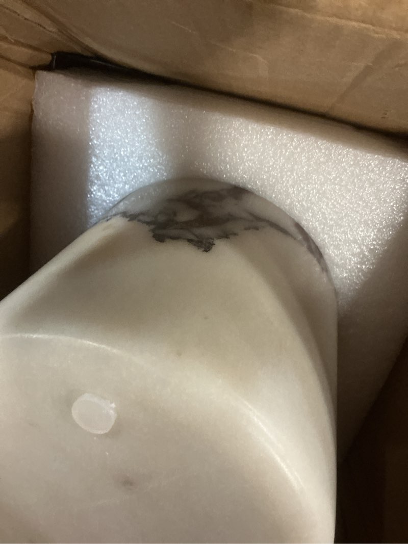 Condition photo showing New/Like New for handmand natural marble with holes stone vintage kitchen utensil holder - 5.1" d x 6.3" h kitchen counter organizers and storage tool crock (calacatta purple marble)