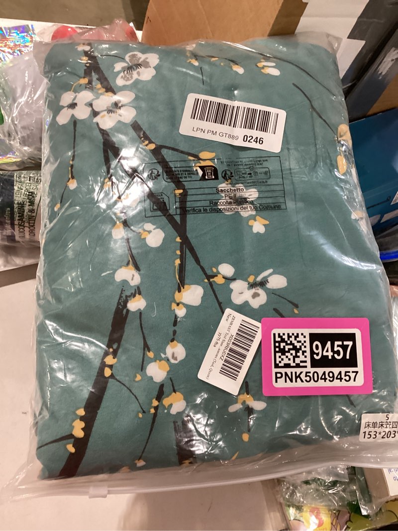 Condition photo showing New/Like New for zrnbast teal sheet set 4 pcs king sheet set floral print flat sheet fitted sheet farmhouse style chic bedding sheets easy fit microfiber sheets-all seasons (teal, king) teal king-4 pcs