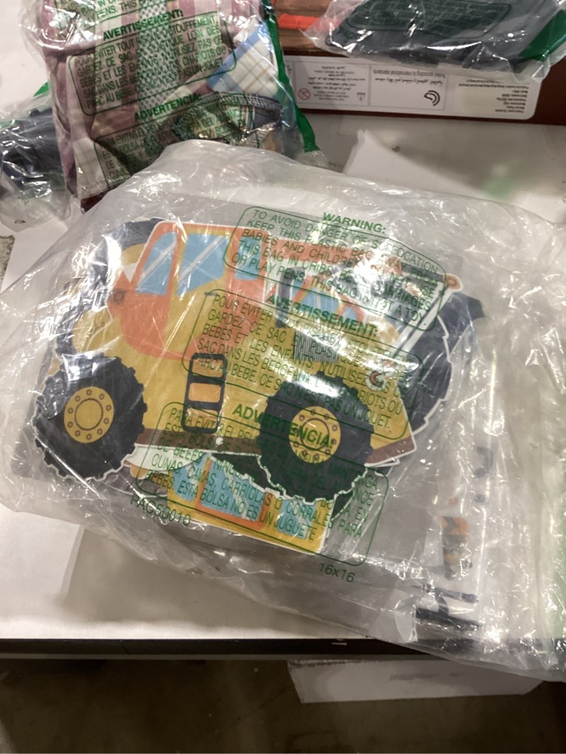 Condition photo showing As Is for 210 pcs construction 4th birthday decorations - includes plates napkins cups cake cupcake toppers banner hanging swirls tablecloths balloons for construction boy four years old bday party supplies