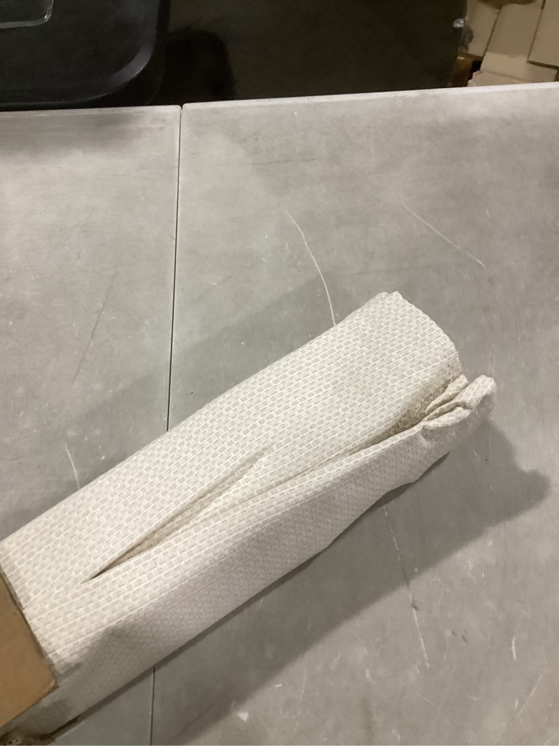 Condition photo showing Good Condition for madison park galen matte linen cordless roman shades - fabric privacy single panel darkening, energy efficient, thermal insulated window blind treatment, for home, living room decor, 33" w x 64" h room darkening basketweave matte linen 33"w x 64"h