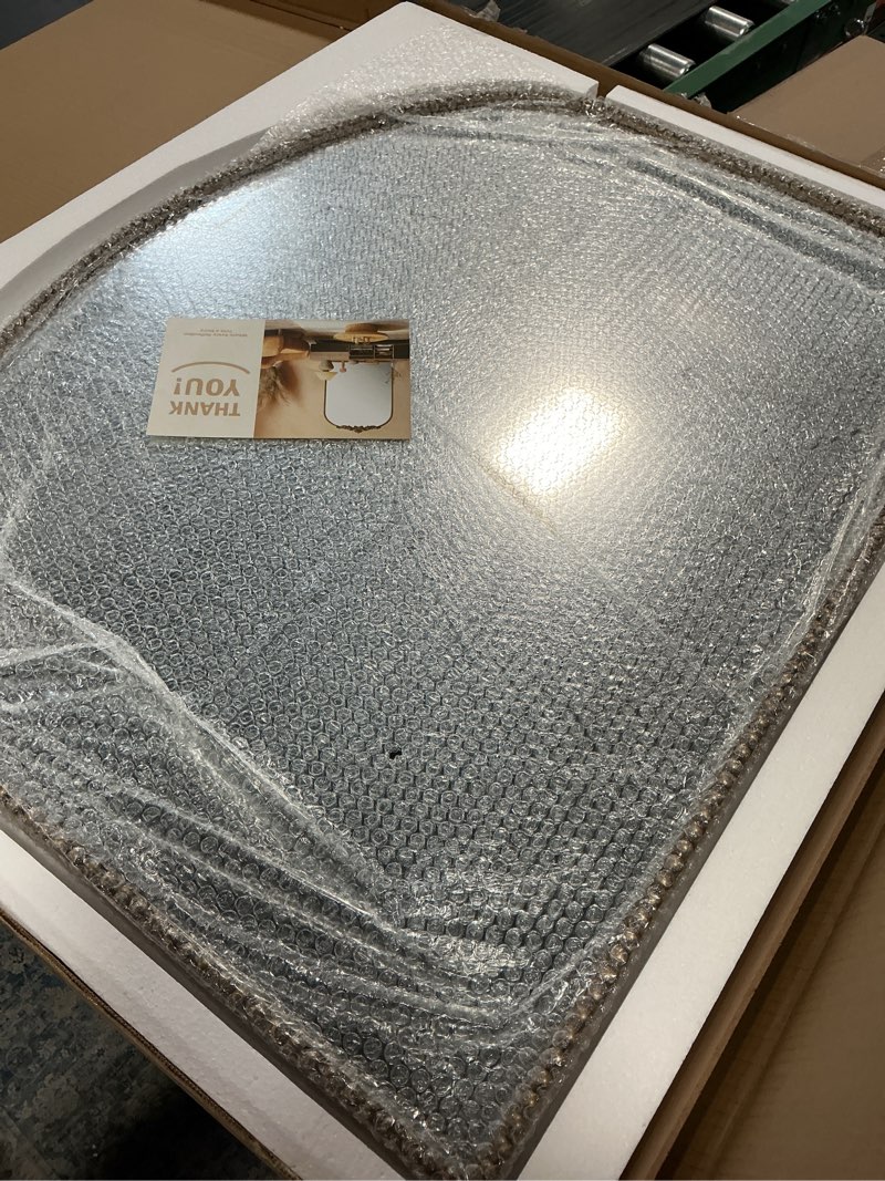 Condition photo showing Good Condition for Antique Gold Arched Wall Mirror - 36"x28" with Metal Beaded Frame | Decorative Accent Mirror for Fireplace, Bedroom, Living Room, Dresser, Mantle 28"L x 36"W Beaded Horizontal