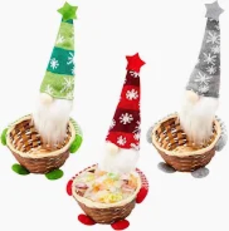 Christmas Gnomes holding baskets 3pk