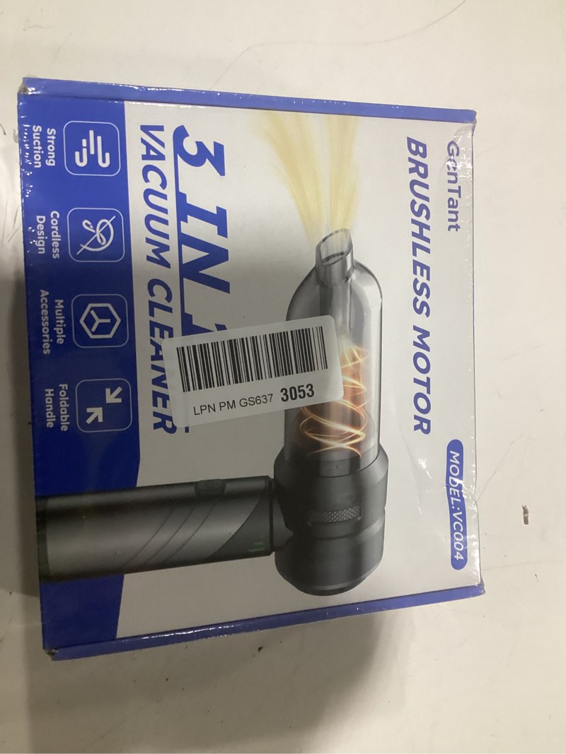 Condition photo showing New/Like New for car vacuum portable cordless with 18000pa suction, 4 in 1 air duster & mini vacuum cleaner high power foldable rechargeable, brushless motor airify pro car vacuum for home office pet hair silver/black