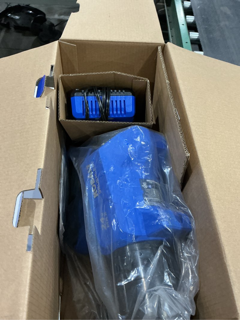 Condition photo showing As Is for kobalt 24-volt 500-cfm 120-mph battery handheld leaf blower 4 ah (battery and charger included)