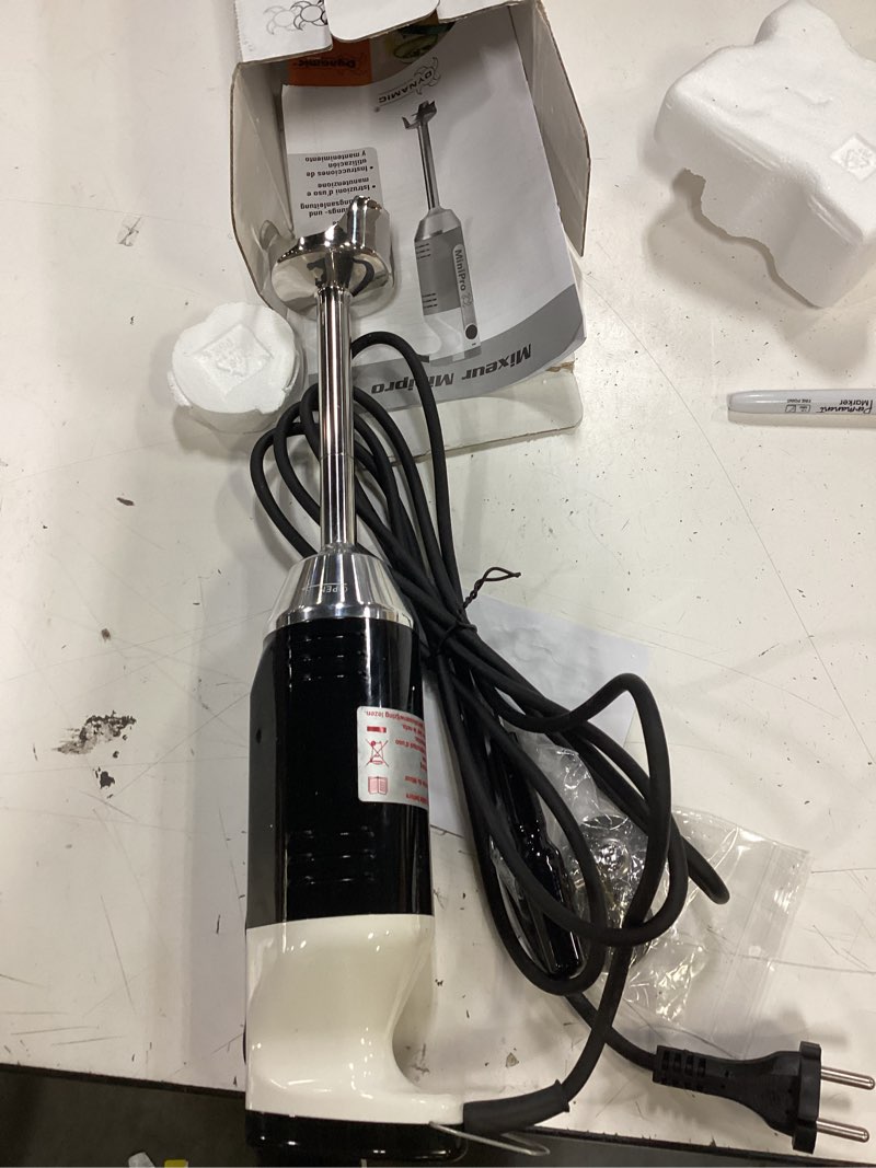 Condition photo showing Good Condition for dynamic mixers minipro mx070.13 4 qt. immersion blender with variable speed motor, 115v, black black & white
