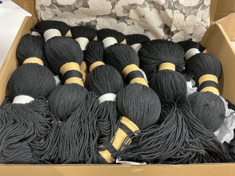 Condition photo showing New/Like New for flber macrame wall hanging black sphericity cotton tassels textile hanging geometric yarn wall art for bedroom living room decor 15.7" w x 39" l black1