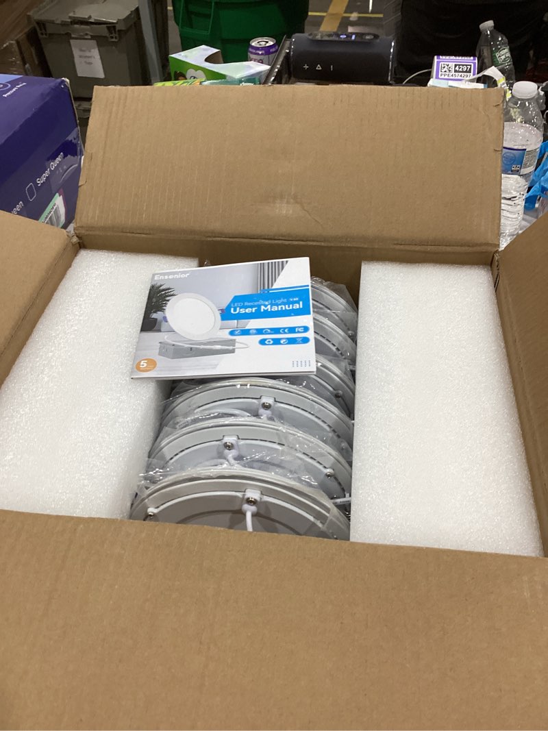 Condition photo showing New/Like New for Ensenior 12 Pack 6 Inch LED Recessed Ceiling Light, Dimmable, 2700K-5000K 5CCT, 1200LM 12W 120V, High Brightness Canless Wafer Downlight - ETL&FCC&IC 6 inch 2700k/3000k/3500k/4000k/5000k - 5cct White