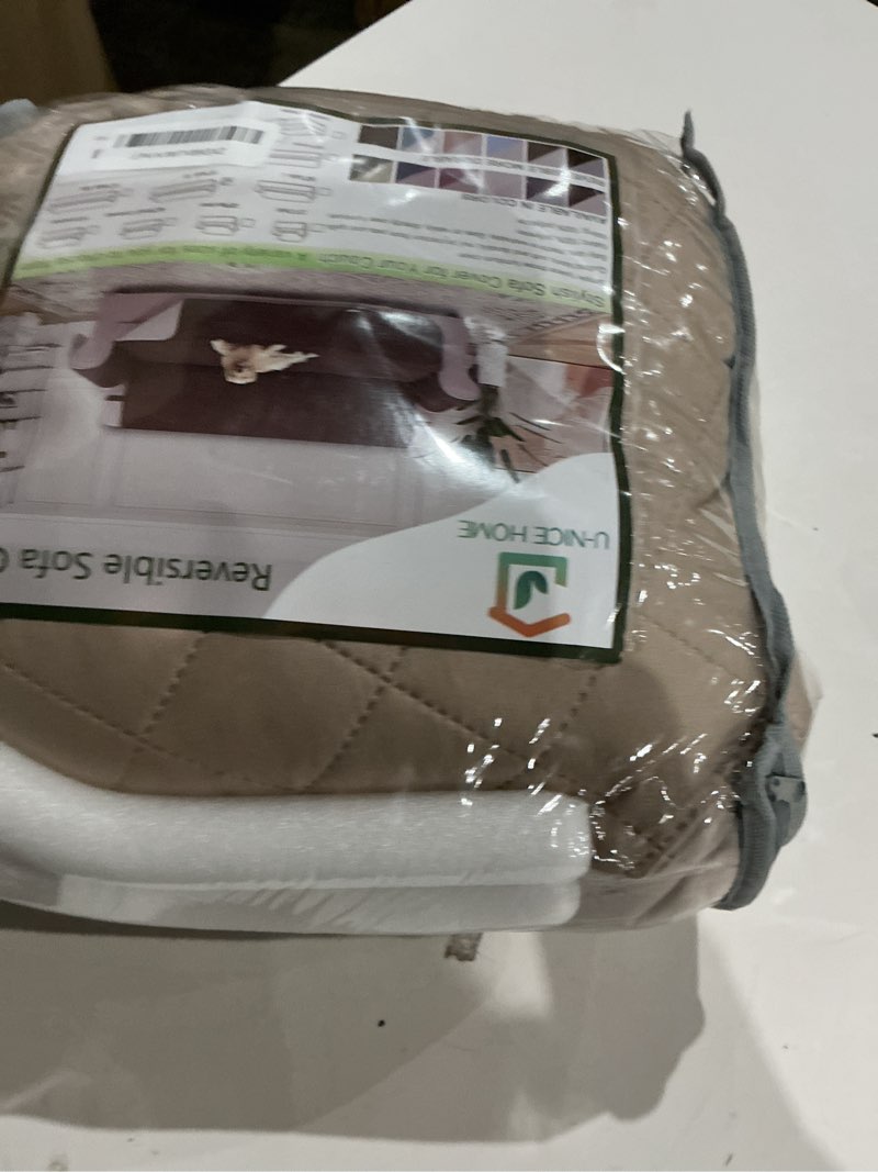 Condition photo showing Good Condition for u-nice home large sofa cover reversible couch cover for dogs with elastic straps water resistant furniture protector for pets couch cover for 4 cushion couch (oversized sofa, beige/beige) beige/beige 78"sofa xl-xl large